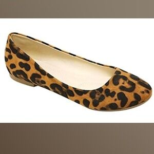 Bella Marie Stacy-12 Women Leopard Print Faux Suede Ballet Flats Size 6.5 NEW